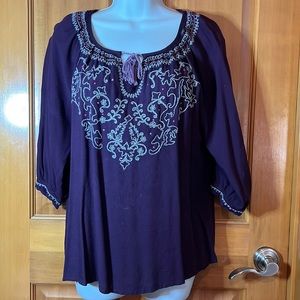 GV Boho; Beautiful deep plum blouse, very comfortable and soft rayon fabric